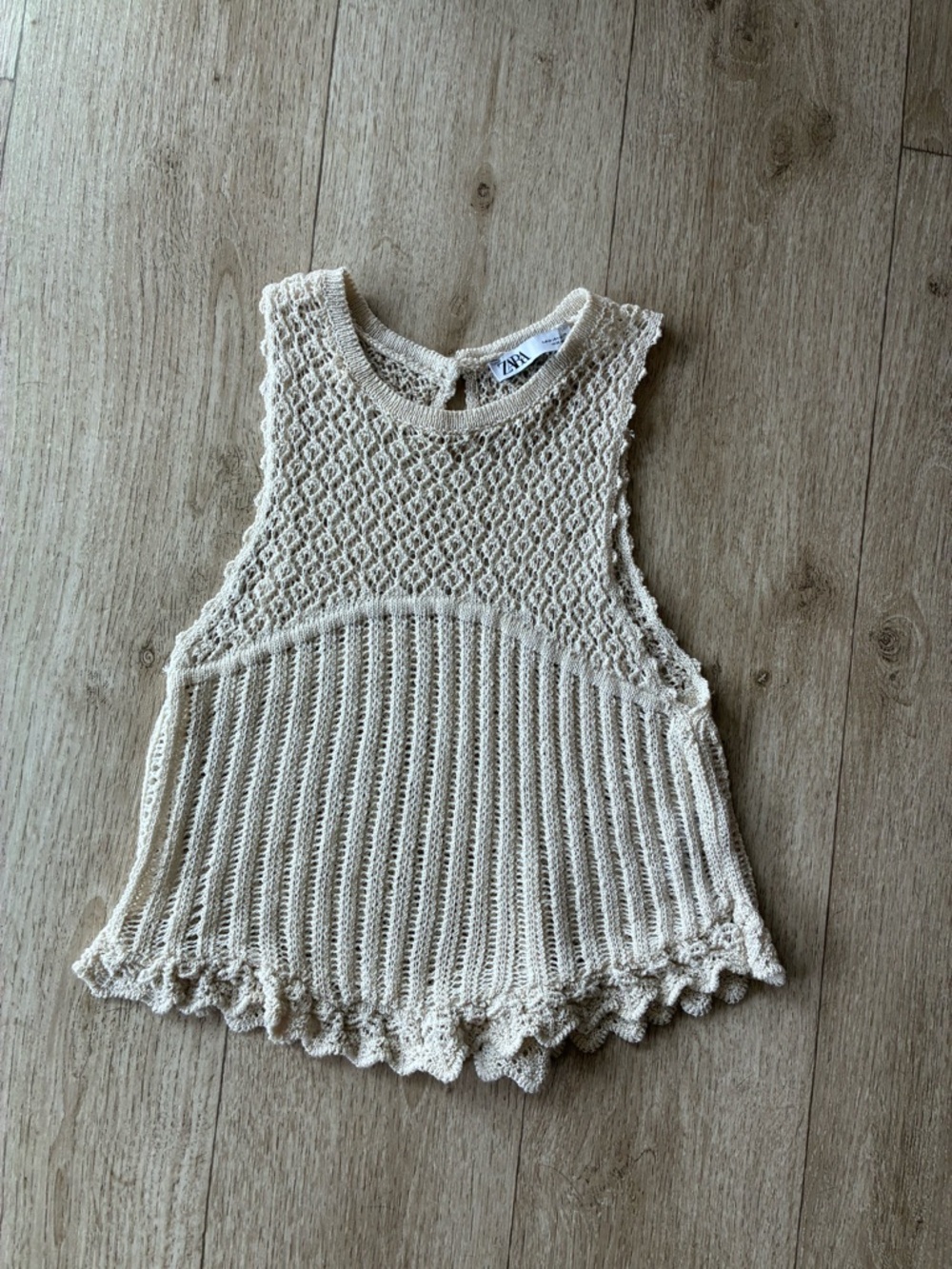 Zara Cream Crochet Open-Knit Tank